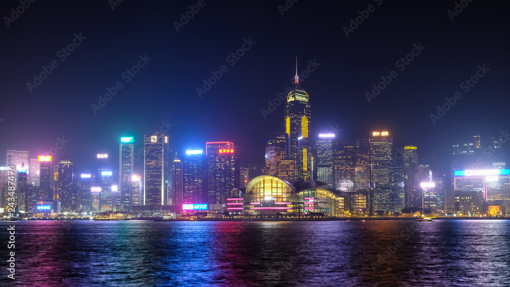 香港 ビクトリアハーバー 夜景 湾仔方面