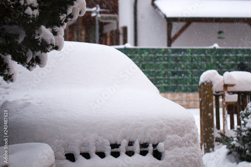 Wallpaper Mural snow-covered vehicle on a barbeque in winter with a thick blanket of snow Torontodigital.ca