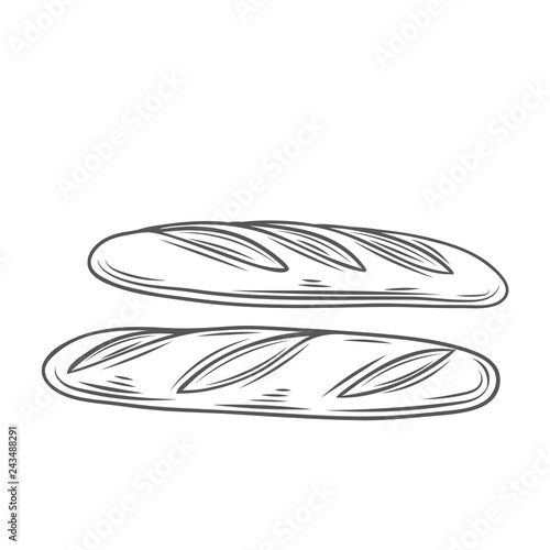 Baguette bread, outline