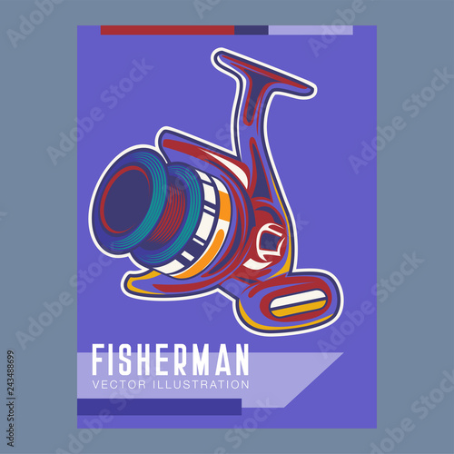 Fishing place advertisement retro poster for fisher courses or fish catch adventure