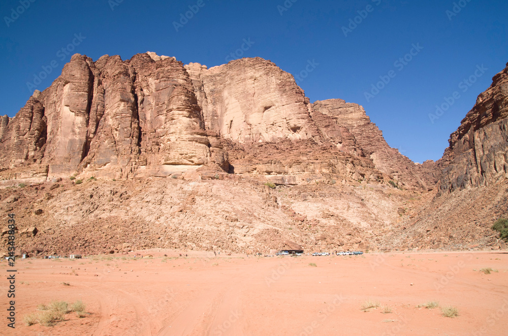 Mountain of  Lawrence Spring  in Wadi Rum desert , Jordan