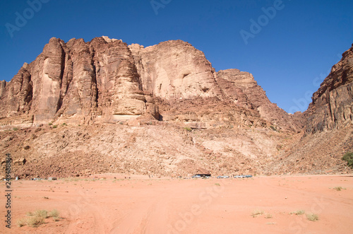 Mountain of Lawrence Spring in Wadi Rum desert , Jordan