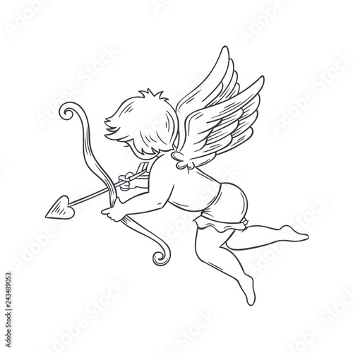 Cupid, vector outline