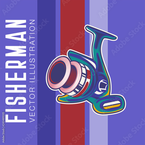 Fishing place advertisement retro poster for fisher courses or fish catch adventure