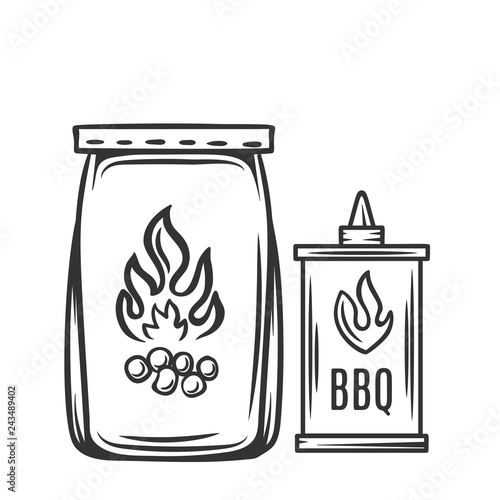 Barbecue charcoal, hand drawn