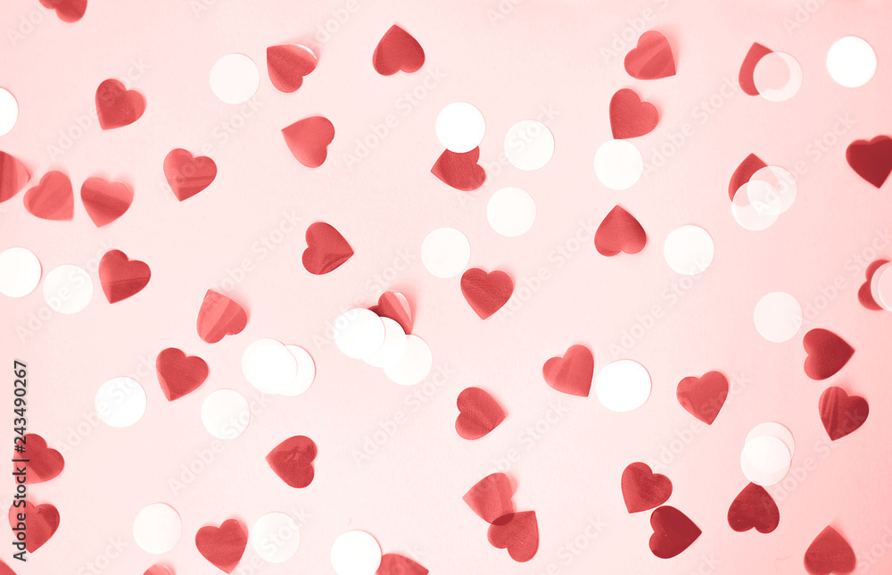 Background with hearts and circles for Valentine's Day.
