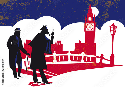 Sherlock Holmes. Detective, vector illustration photo