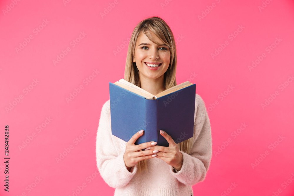Cheerful young blonde girl standing Cheerful young blonde girl standing