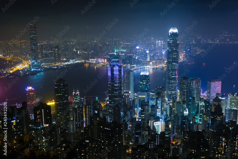 香港 ビクトリアピーク遊歩道（盧吉道観景台）からの夜景