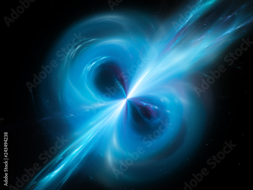 Blue glowing electromagnetic field in space photo