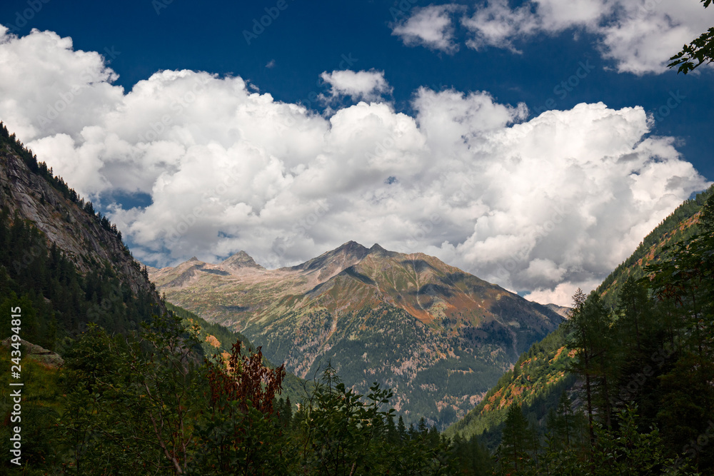 Panoramic view of Quarazza valley in Piedmont, Italy.