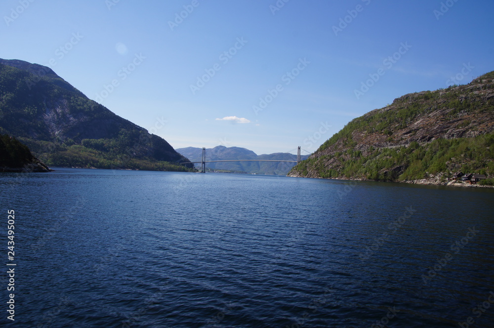 Norwegen Brücke Fjord