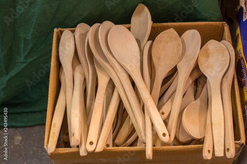 soup spoon made of wood photo