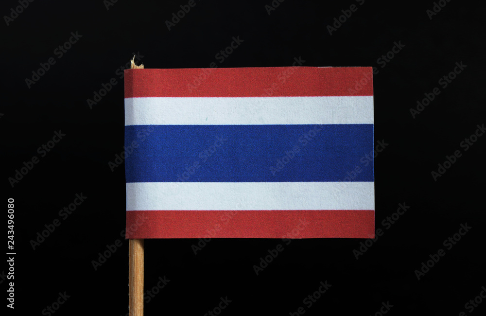 tema Mere Preference The national flag of the Kingdom of Thailand on toothpick on black  background. Five horizontal stripes