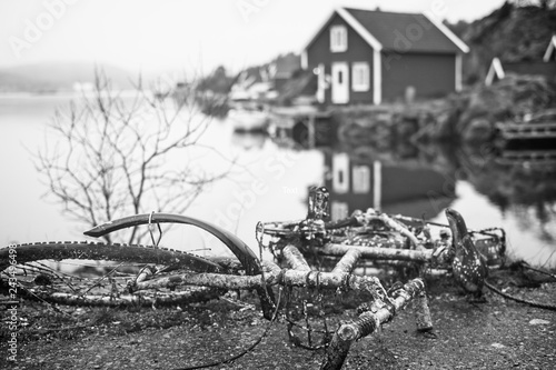 Abandoned bicycle at the pier photo