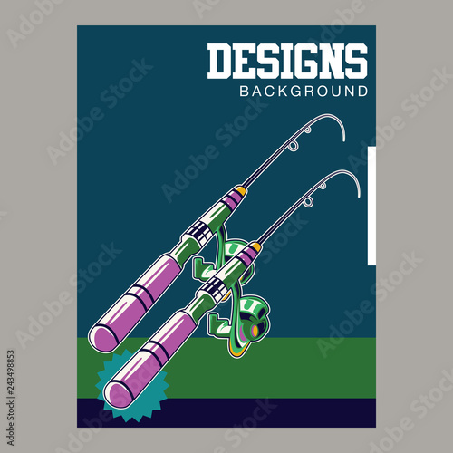 Fishing illustration template for logo - Vector