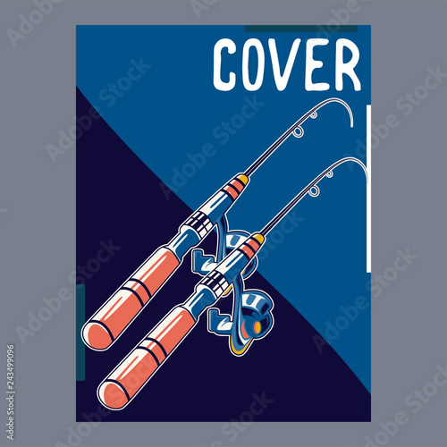 Fishing illustration template for logo - Vector