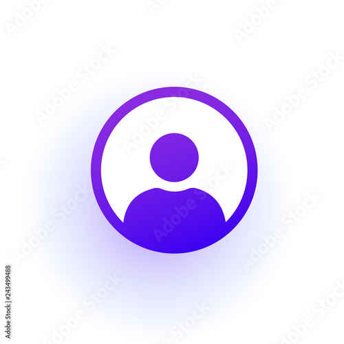 Purple user icon in the circle. A solid gradient.