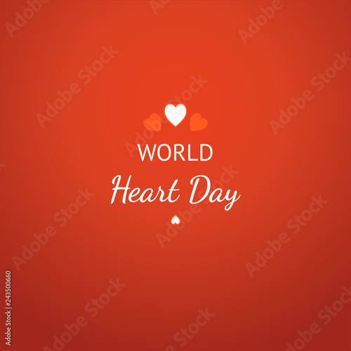 World heart day card with white heart sign on red background
