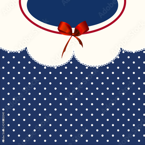 Vintage Blue Polka-dot Dress Printable Backround with Bow