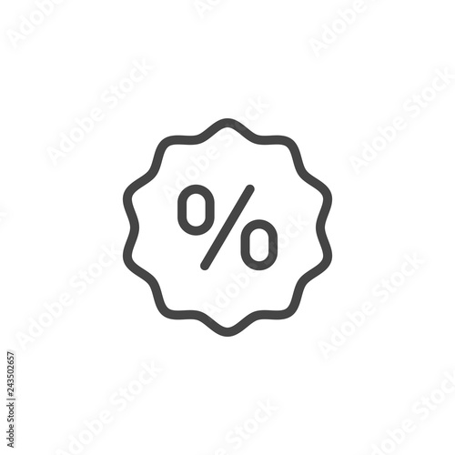 Percent sign in bubble line icon. Discount and promotional offer symbol, account interest rate, financial and calculator sign. Contour pictograph isolated for websites and shops. Vector illustration