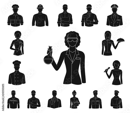 People of different professions black icons in set collection for design. Worker and specialist vector symbol stock web illustration.