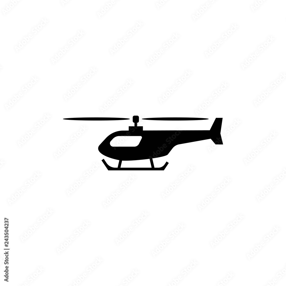helicopter black icon silhouette on white vector - Vector helicopter black icon silhouette on white vector - Vector