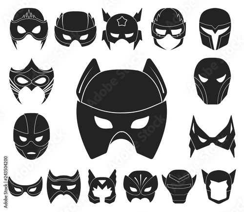 Carnival mask black icons in set collection for design.Mask on the eyes and face vector symbol stock web illustration.