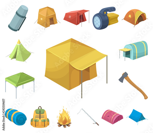 Different kinds of tents cartoon icons in set collection for design. Temporary shelter and housing vector symbol stock web illustration.