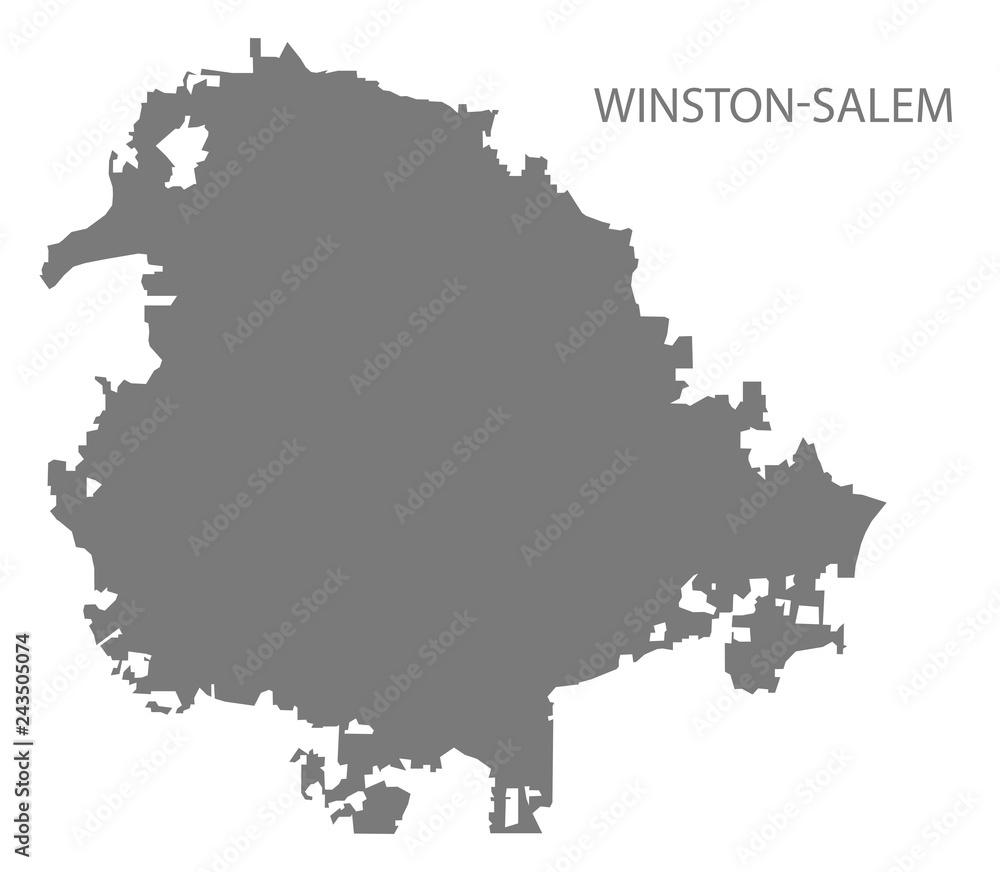 Winston-Salem North Carolina city map grey illustration silhouette