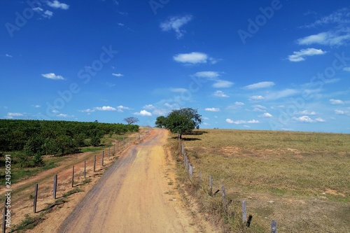 Aerial view of rural road with great scene. Countryside view. Beautiful landscape.