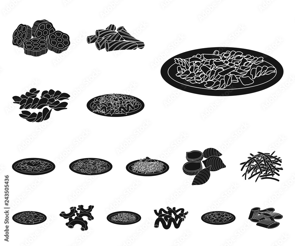 Vector illustration of pasta and carbohydrate icon. Set of pasta and macaroni vector icon for stock.