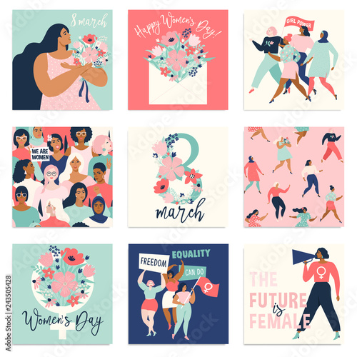 International Womens Day. Vector templates for card, poster, flyer and other users.