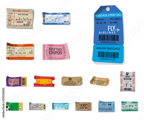 Vector illustration of ticket and admission sign. Collection of ticket and event stock vector illustration.