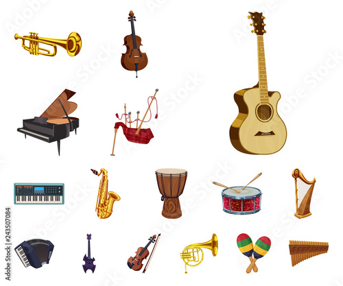 Vector illustration of music and tune sign. Collection of music and tool stock vector illustration.