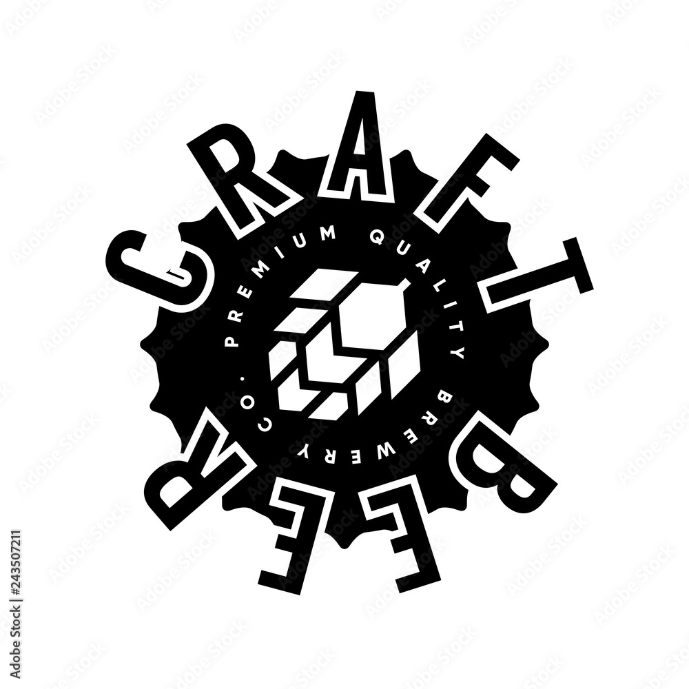 Modern craft beer drink isolated vector logo sign for bar, pub or brewery, isolated on white background. Modern craft beer drink isolated vector logo sign for bar, pub or brewery, isolated on white background.