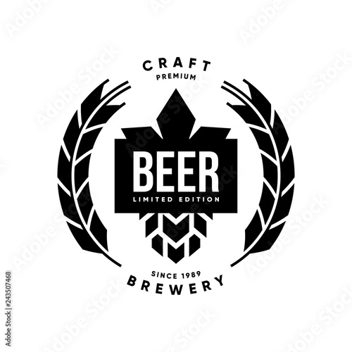 Modern craft beer drink isolated vector logo sign for brewery, pub, brewhouse or bar.
