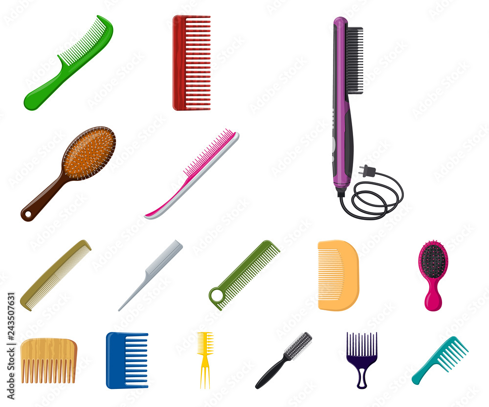 Vector design of brush and hair icon. Collection of brush and hairbrush stock vector illustration. Vector design of brush and hair icon. Collection of brush and hairbrush stock vector illustration.