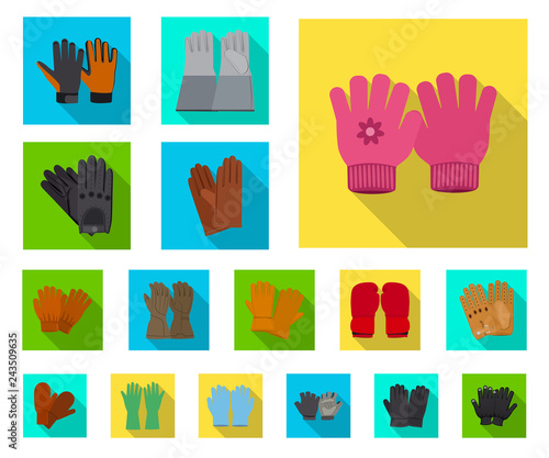 Vector design of glove and winter symbol. Set of glove and equipment stock vector illustration. © Svitlana