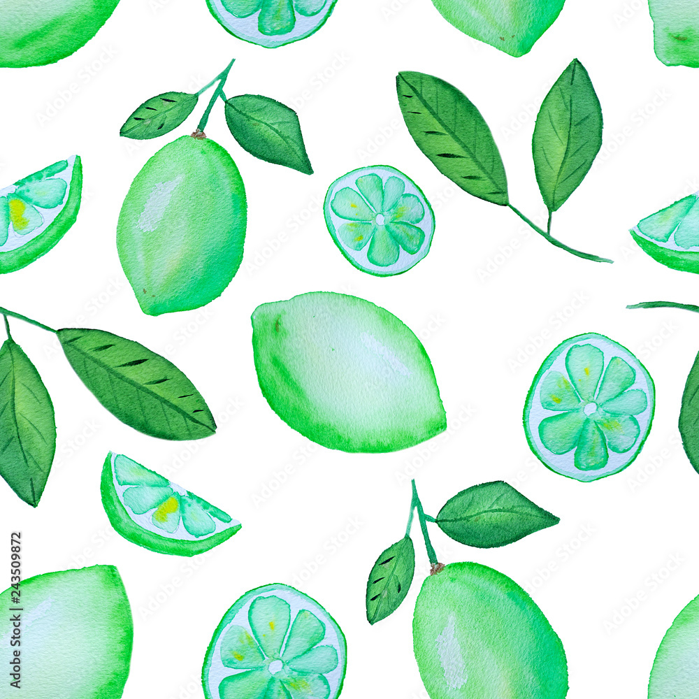 pattern with lime and leaves pattern with lime and leaves
