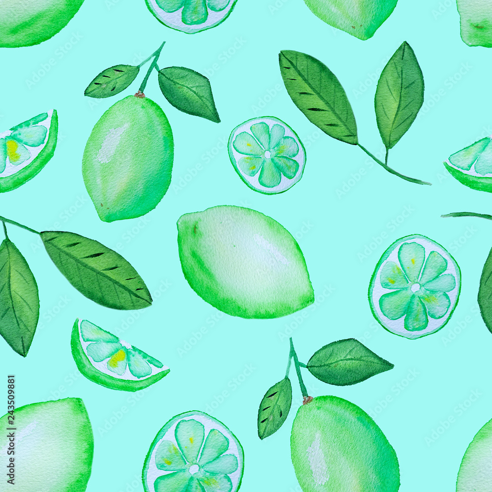 pattern with lime and leaves pattern with lime and leaves