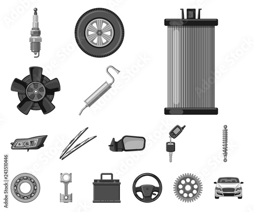 Vector illustration of auto and part icon. Set of auto and car vector icon for stock.
