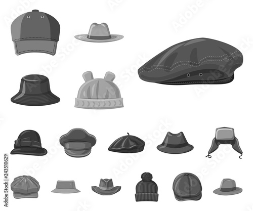 Vector illustration of kid and baby sign. Set of kid and beanie stock vector illustration.