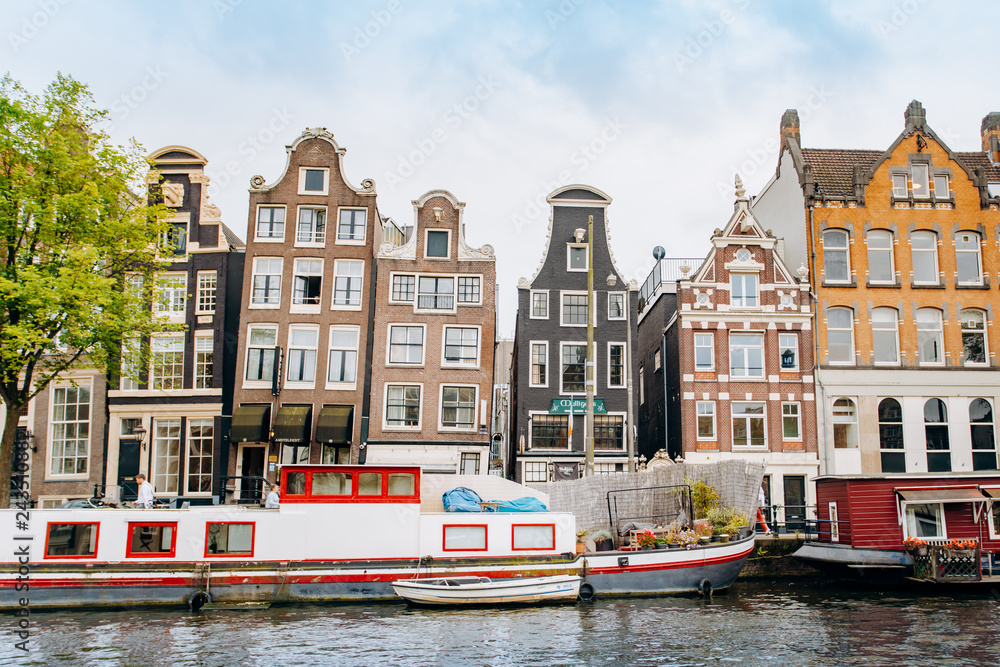 Amsterdam, Netherlands September 5, 2017: canals and rivers. City landscape. Tourist place. Sights.