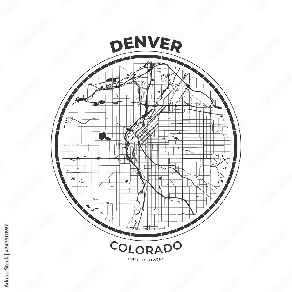 T-shirt map badge of Denver, Colorado T-shirt map badge of Denver, Colorado