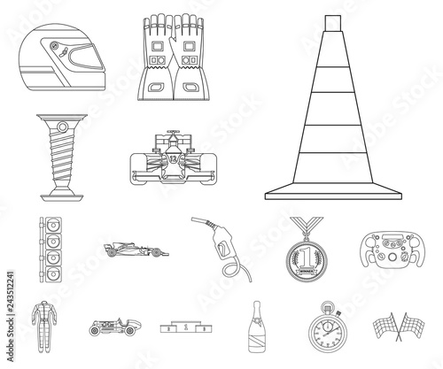 Vector illustration of car and rally symbol. Collection of car and race vector icon for stock.