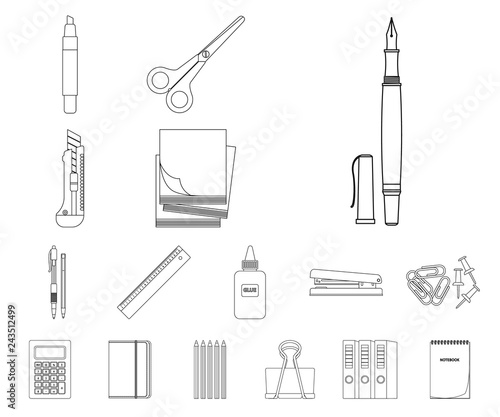 Isolated object of office and supply icon. Set of office and school vector icon for stock.