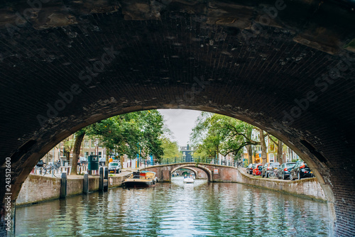 Amsterdam, Netherlands September 5, 2017 : Bridge over canal in Amsterdam