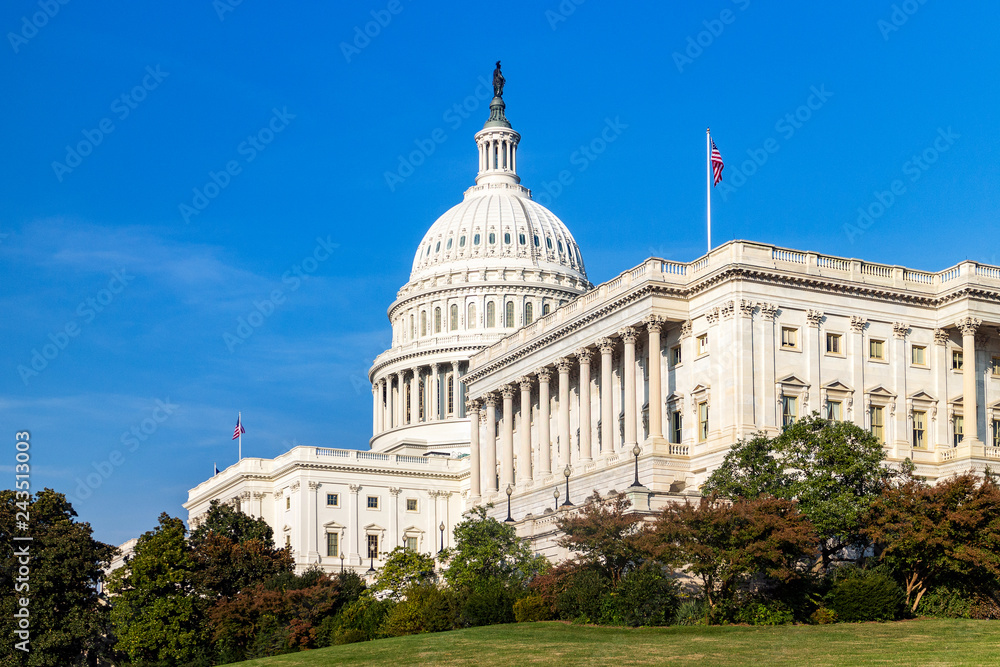Obraz premium The United States Capitol building on a sunny day. Washington DC, USA.