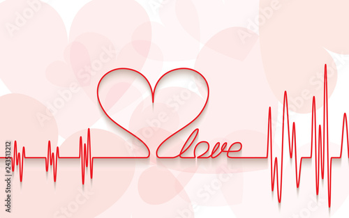Valentine's Day concept - red echocardiogram when you love overtake